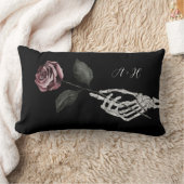 Gothic Halloween Black Wedding Skeleton Hand Rose Lendenkissen (Decke)