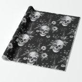 Gothic Halloween Botanisches Skulls-Muster Geschenkpapier (Ungerollt)