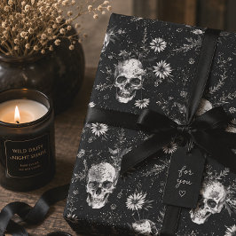 Gothic Halloween Botanisches Skulls-Muster Geschenkpapier