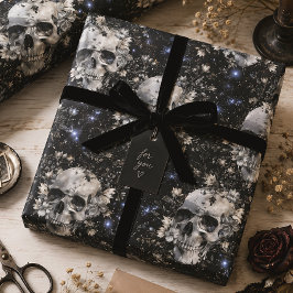 Gothic Halloween Botanisches Skulls-Muster Geschenkpapier