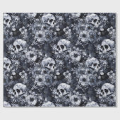 Gothic Halloween Botanisches Skulls-Muster Geschenkpapier (Flach)