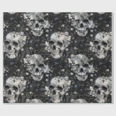 Gothic Halloween Botanisches Skulls-Muster Geschenkpapier (Flach)
