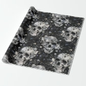 Gothic Halloween Botanisches Skulls-Muster Geschenkpapier (Ungerollt)