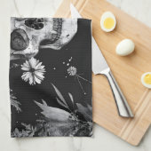 Gothic Halloween Botanisches Skulls-Muster Geschirrtuch (Viertel Falte)