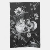 Gothic Halloween Botanisches Skulls-Muster Geschirrtuch (Vertikal)