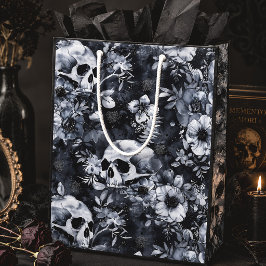 Gothic Halloween Botanisches Skulls-Muster Mittlere Geschenktüte