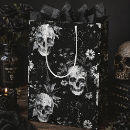 Gothic Halloween Botanisches Skulls-Muster Mittlere Geschenktüte