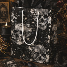 Gothic Halloween Botanisches Skulls-Muster Mittlere Geschenktüte