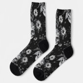 Gothic Halloween Botanisches Skulls-Muster Socken (Linkes Detail)