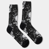 Gothic Halloween Botanisches Skulls-Muster Socken (Rechts)