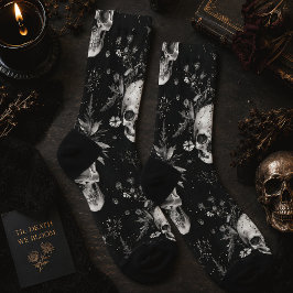 Gothic Halloween Botanisches Skulls-Muster Socken