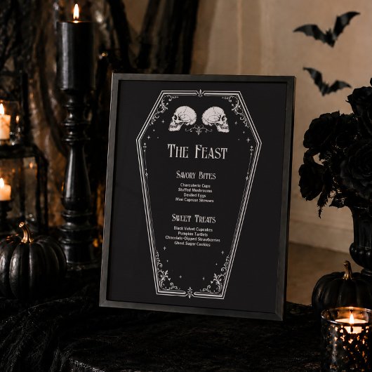 Gothic Halloween Brautparty-Menü Poster