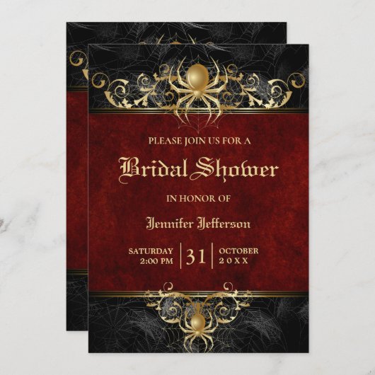 Gothic Halloween Bridal Dusche Einladung (Vorne/Hinten)