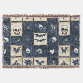 Gothic Halloween Denim Patchwork Pattern Decke (Vorderseite)