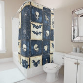 Gothic Halloween Denim Patchwork Pattern Duschvorhang (Beispiel)