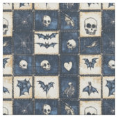 Gothic Halloween Denim Patchwork Pattern Stoff (Nahaufnahme)