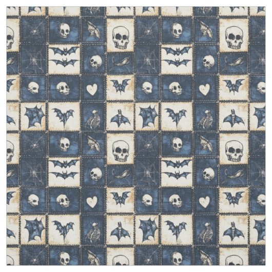 Gothic Halloween Denim Patchwork Pattern Stoff (Muster)