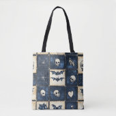 Gothic Halloween Denim Patchwork Pattern Tasche (Vorderseite)