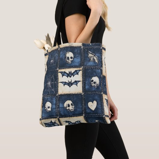 Gothic Halloween Denim Patchwork Pattern Tasche (Von Nahem)