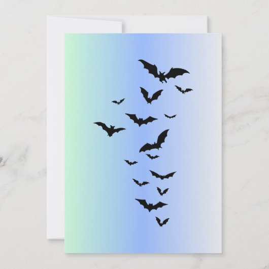 Gothic Halloween Einladung in Gradient Blue (Rückseite)