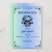 Gothic Halloween Einladung in Gradient Blue (Vorne/Hinten)