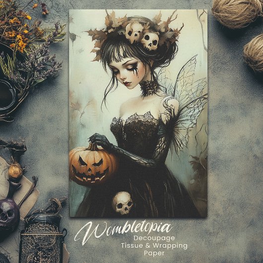 Gothic Halloween Fairy mit Skulls und Pumpkin Seidenpapier