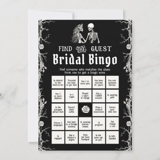 Gothic Halloween Finde das Game Bridal Bingo Einladung (Vorderseite)
