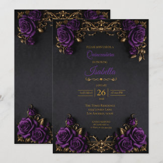 Gothic Halloween Floral Quinceanera Einladung