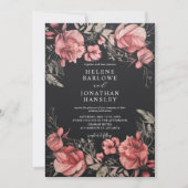 Gothic Halloween Floral Wedding Einladung (Vorderseite)