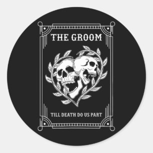 Gothic Halloween Groom Bride Wedding Bachelorette Runder Aufkleber