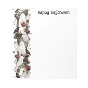 Gothic Halloween Gruseliger Geist & Dunkle Blumen Notizblock