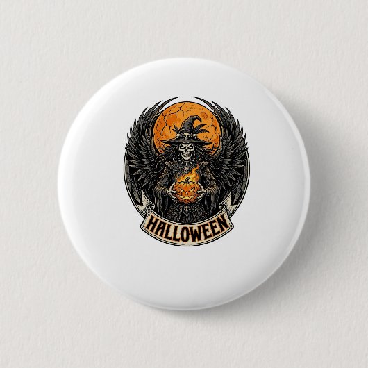 Gothic Halloween Hexe Vintage Button (Vorderseite)