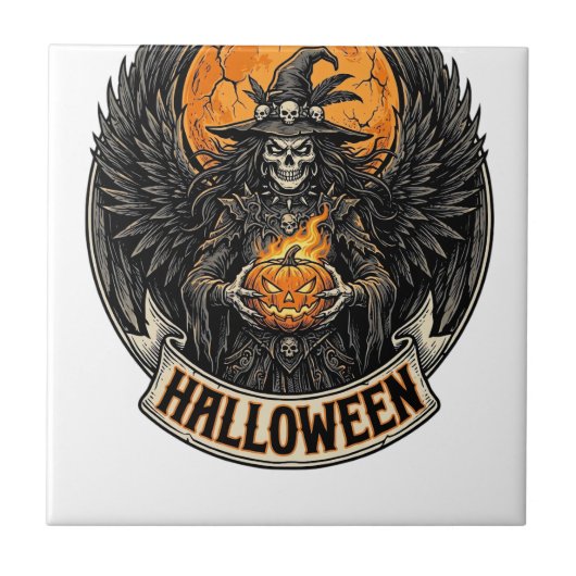 Gothic Halloween Hexe Vintage Fliese (Vorderseite)