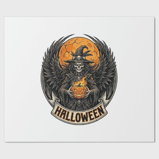 Gothic Halloween Hexe Vintage Geschenkpapier (Flach)