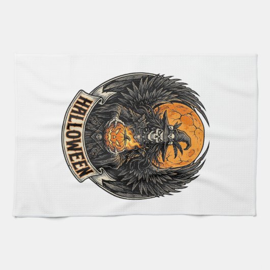 Gothic Halloween Hexe Vintage Geschirrtuch (Horizontal)