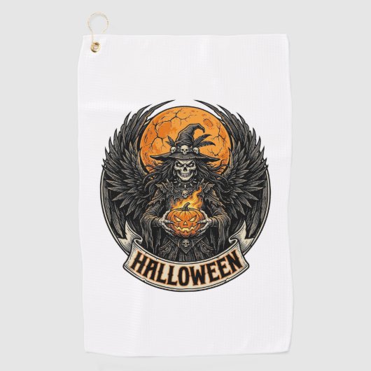 Gothic Halloween Hexe Vintage Golfhandtuch (Vorderseite)