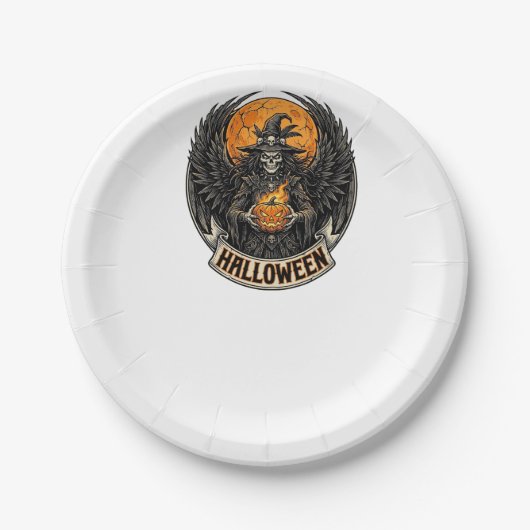 Gothic Halloween Hexe Vintage Pappteller (Vorderseite)