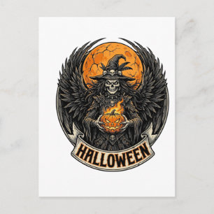 Gothic Halloween Hexe Vintage Postkarte