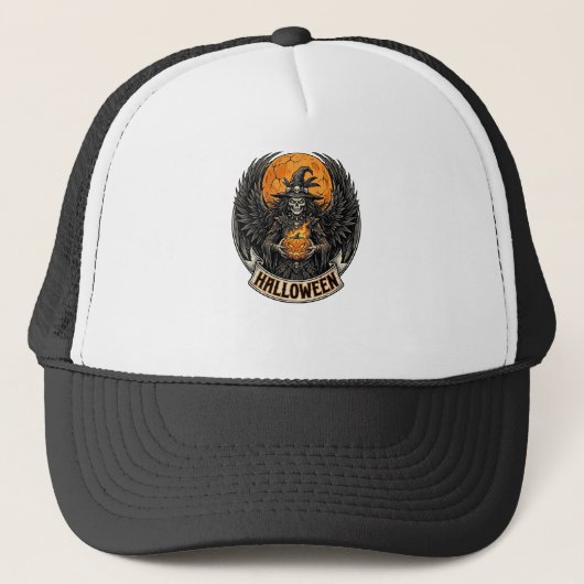 Gothic Halloween Hexe Vintage Truckerkappe (Vorderseite)