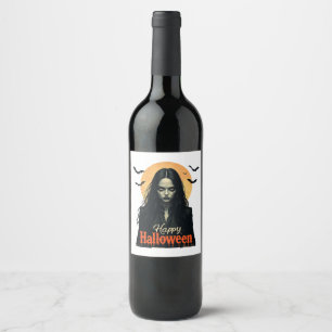 Gothic Halloween Hexe Weinetikett