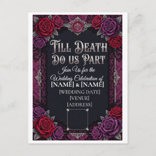 Gothic Halloween-Hochzeit Bis dass der Tod uns sch Postkarte