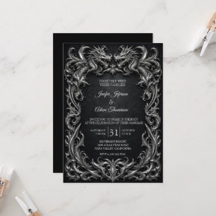 Gothic Halloween-Hochzeit der Drachen Einladung