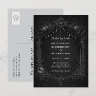 Gothic Halloween-Hochzeit retten Sie das Datum Pos Ankündigungspostkarte