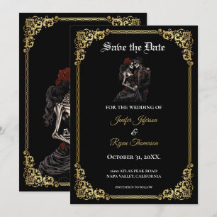 Gothic Halloween Hochzeit Save-the-Date-Einladung Ankündigung