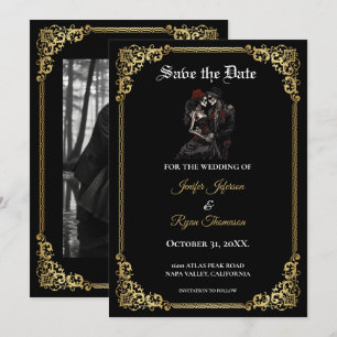 Gothic Halloween Hochzeit Save-the-Date-Einladung Ankündigung