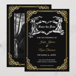 Gothic Halloween Hochzeit Save-the-Date-Einladung Ankündigung