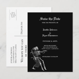 Gothic-Halloween-Hochzeit 'Save the Date'-Postkart Ankündigungspostkarte