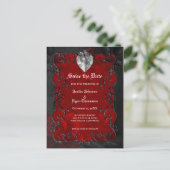 Gothic Halloween-Hochzeit Save the Date Postkarte (Stehend Vorderseite)