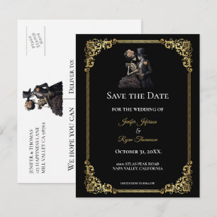 Gothic Halloween-Hochzeit Save-the-Date Postkarte