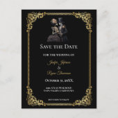 Gothic Halloween-Hochzeit Save-the-Date Postkarte (Vorderseite)